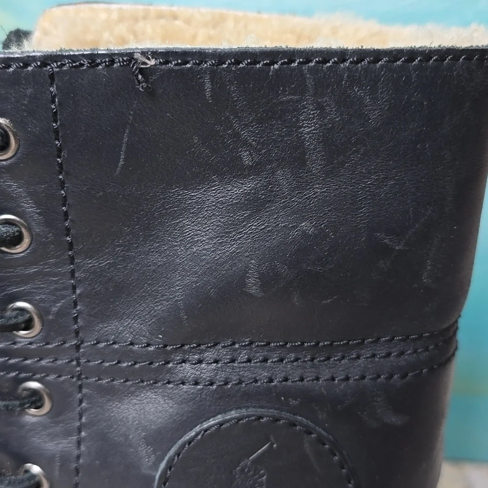 Polo by Ralph Lauren Black Leather Combat Boots